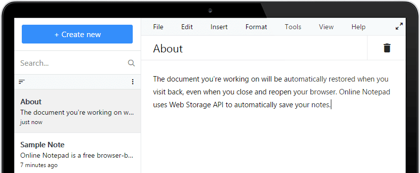Meseo Online Notepad Screenshot